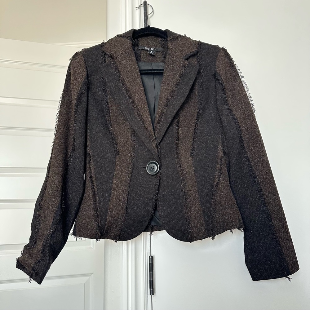Insight Black and Brown Frayed Blazer Size 8